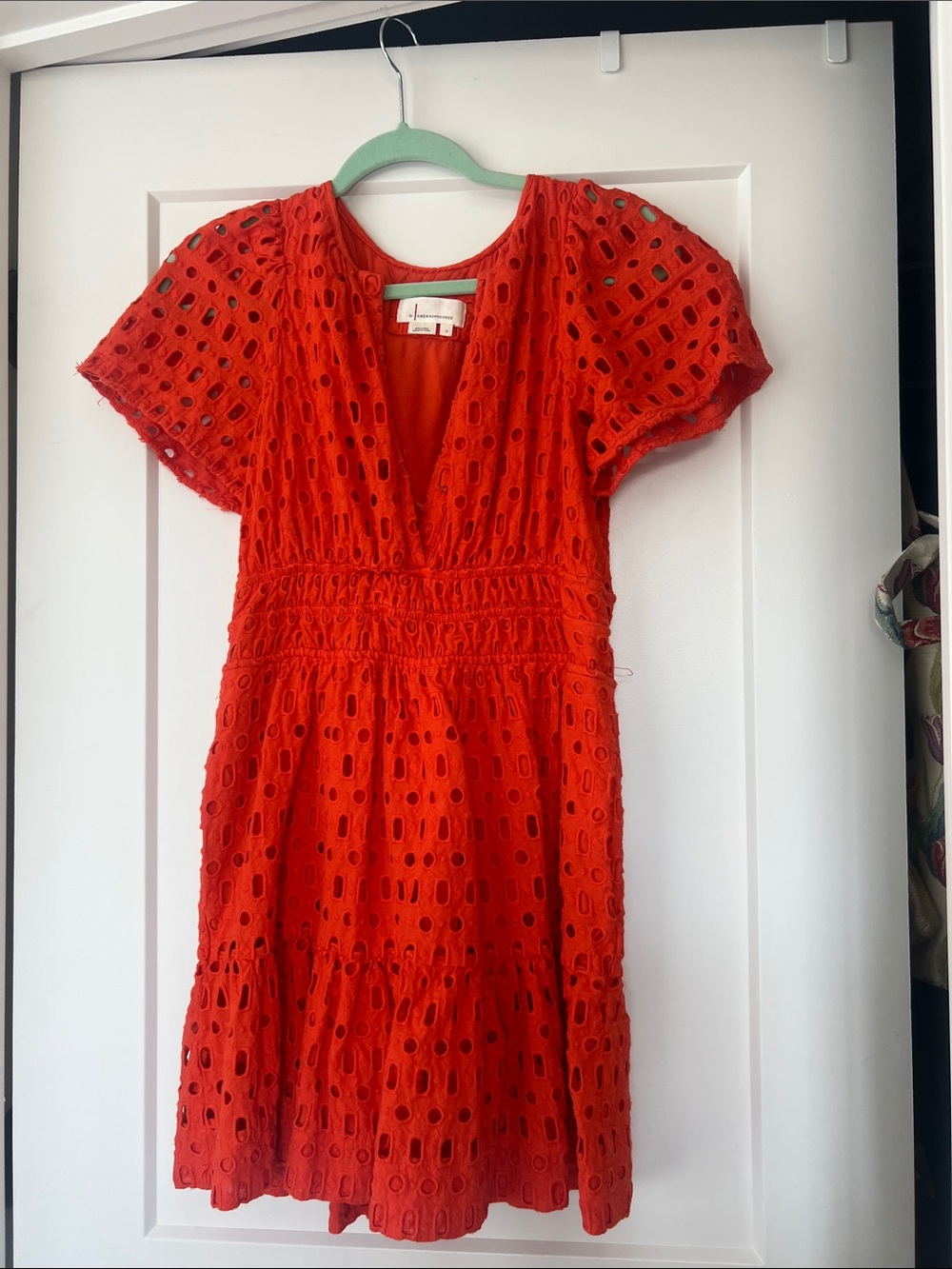 Anthropologie orange eyelet somerset dress  small
